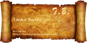 Tanka Balázs névjegykártya